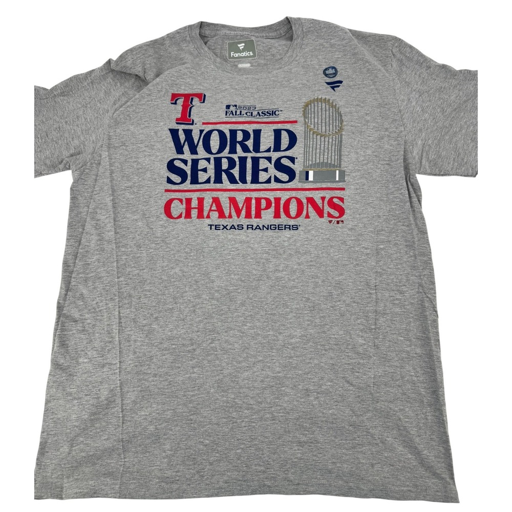 New Texas Rangers World Series Champions Shirt Mens XL Gray 2023 MLB Graphic